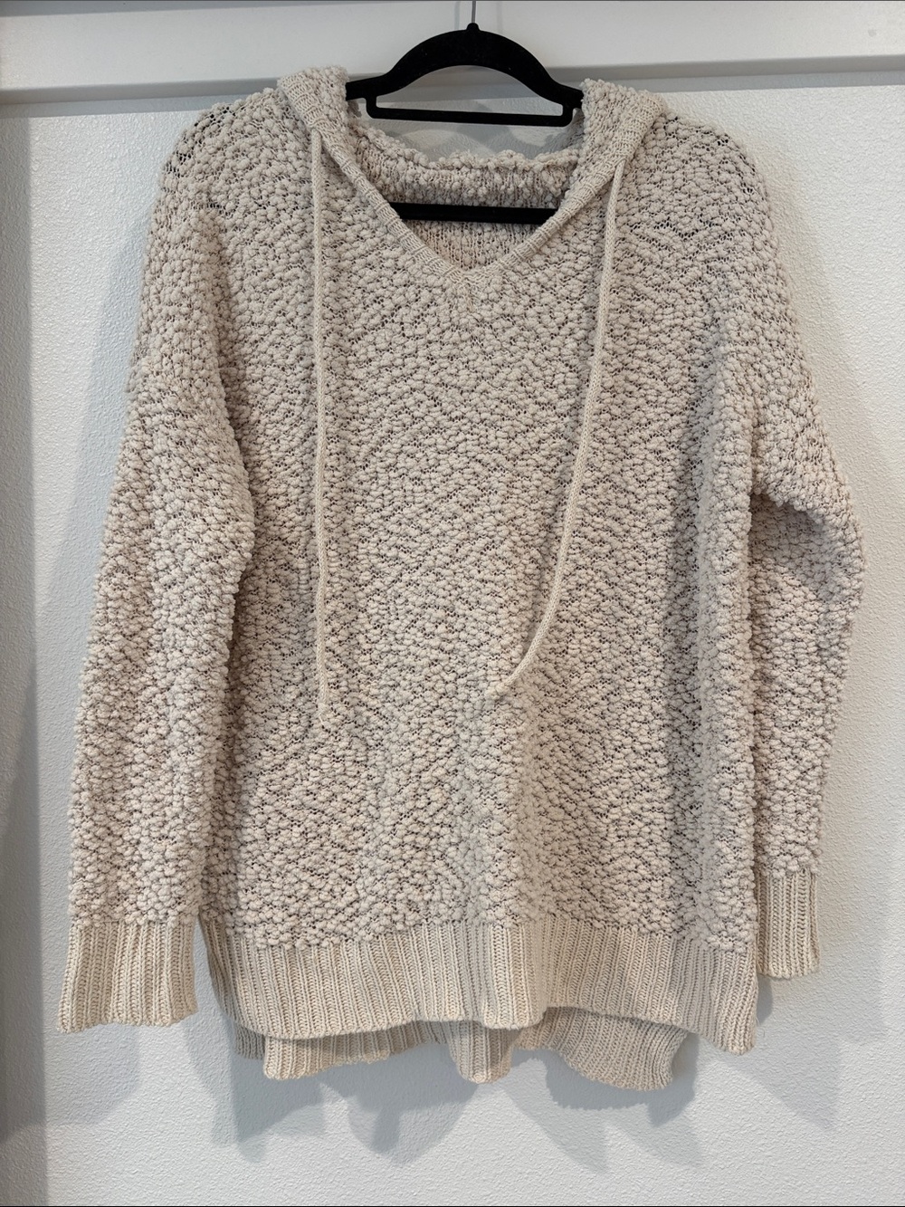 Miracle Popcorn/Bouclé Sweater Hoodie in Cream
